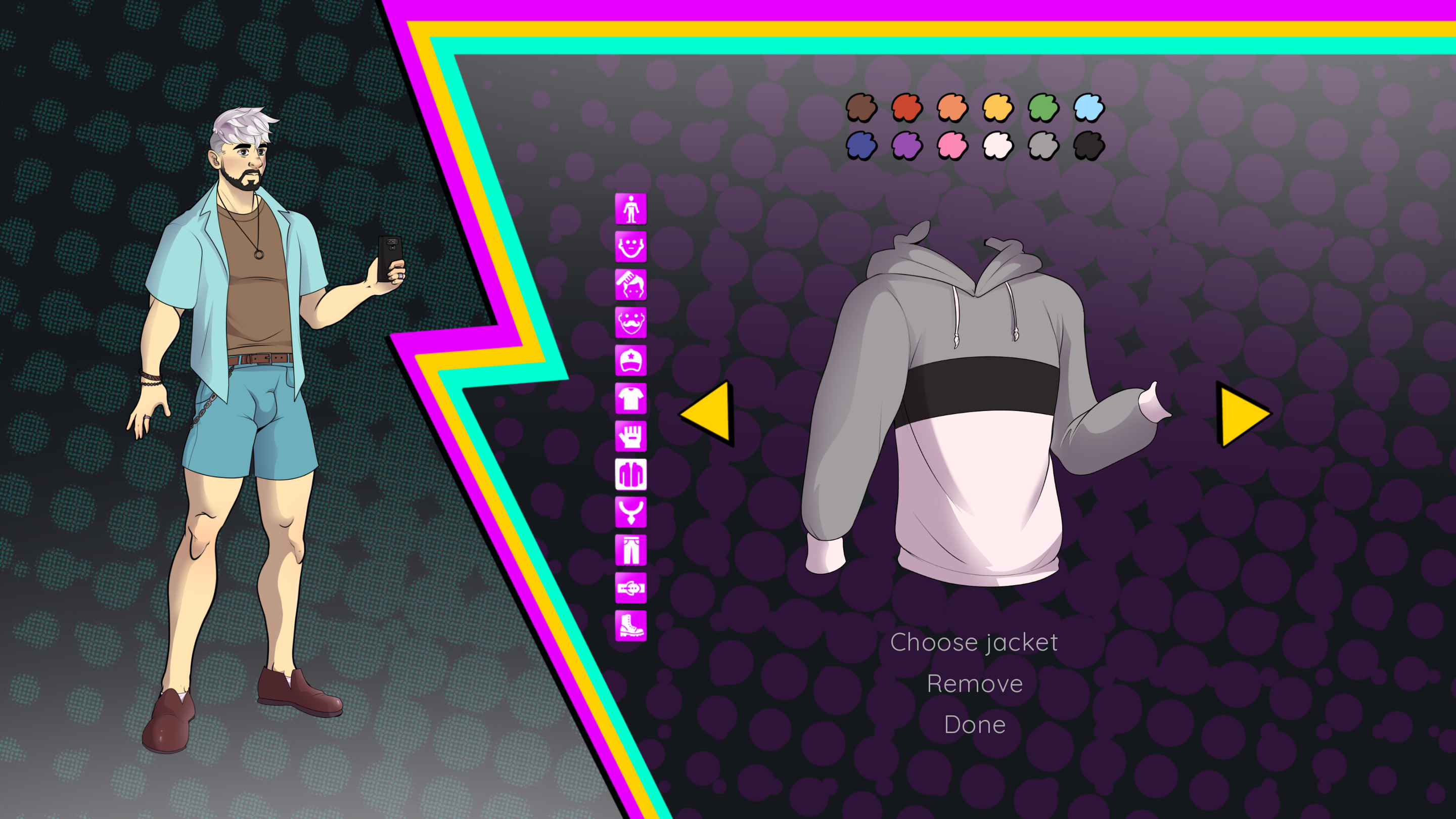 Character customization screen